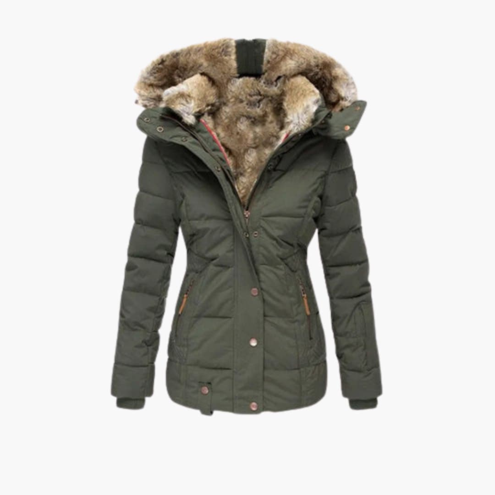 Women’s Jacket with Embossed Surface and Closures
