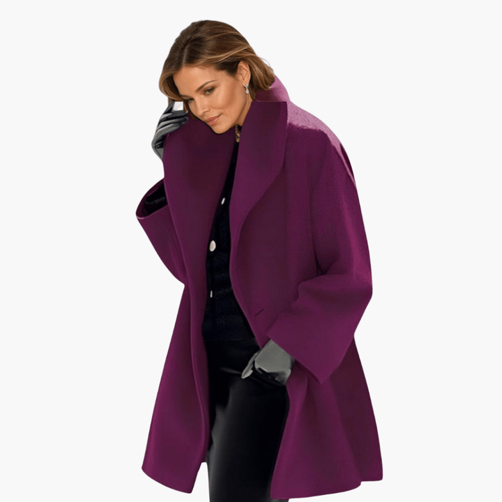 Women's Jacket with Wide Collar and Long Sleeves
