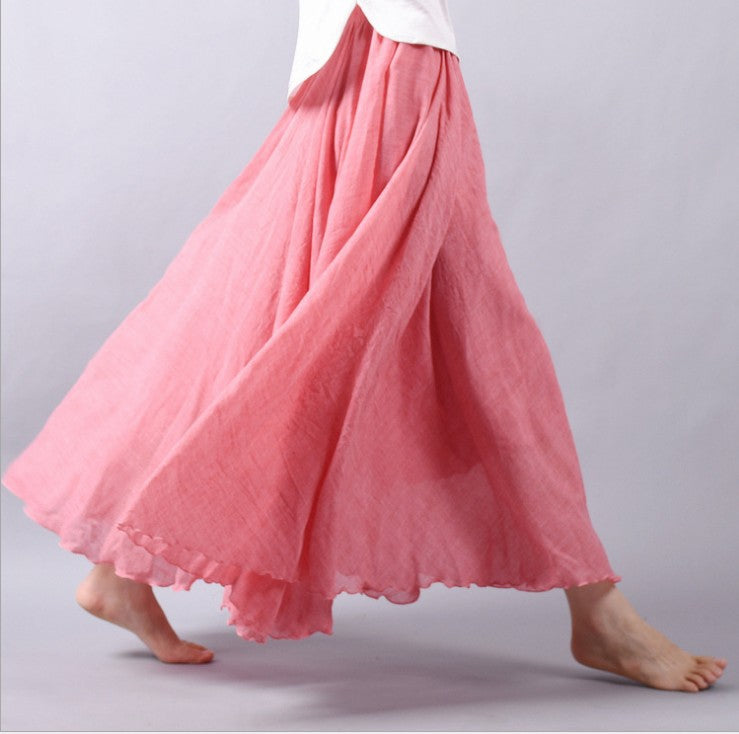 Bohemian Linen Maxi Skirt