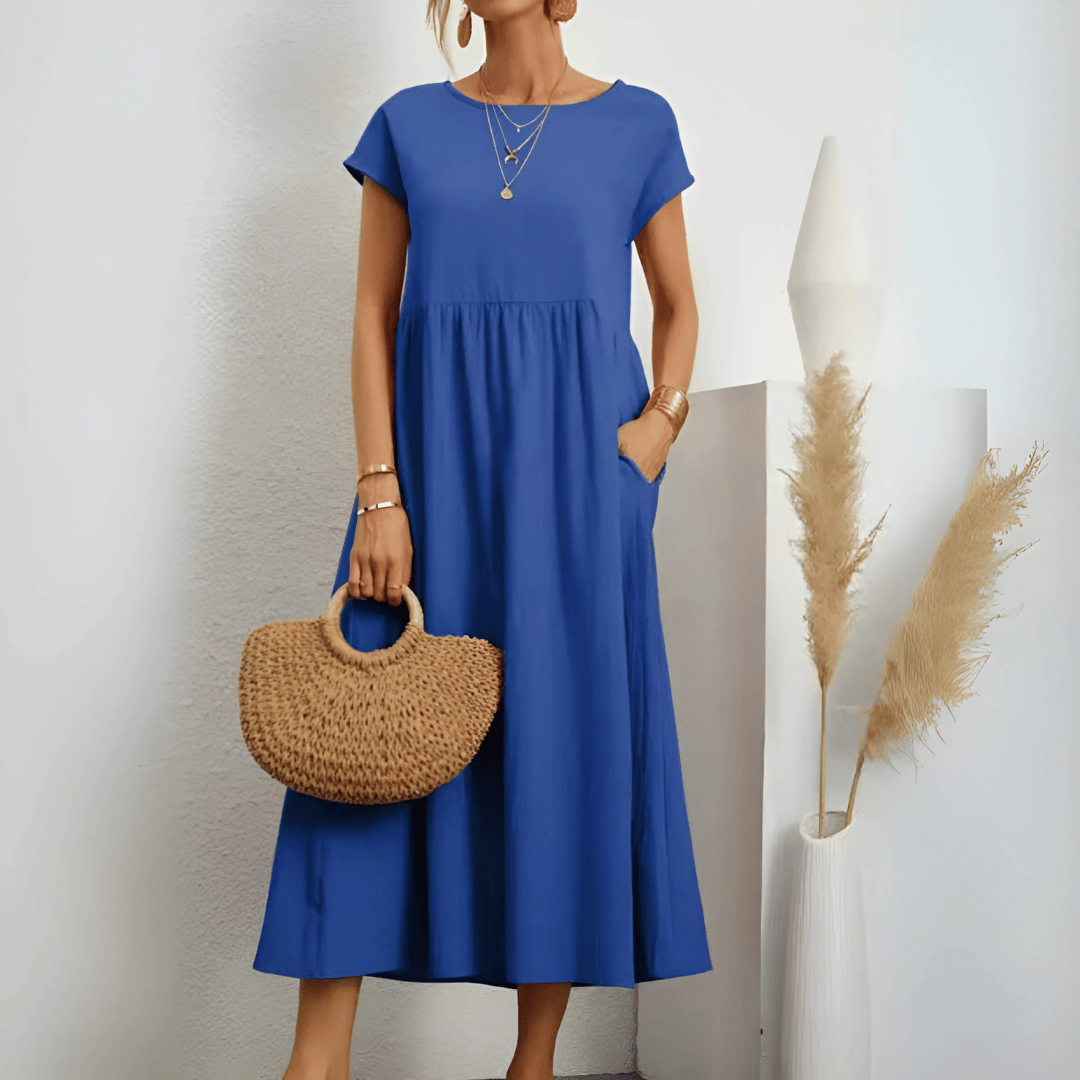Women’s Vintage Cotton Linen Maxi Dress