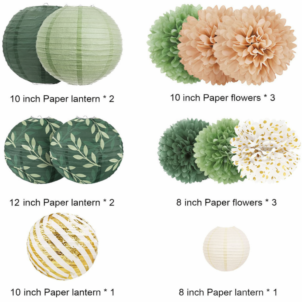 Paper Pom-Poms with Gold Glitter Accents