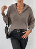 Casual Zip Up V-Neck Sweater for Women