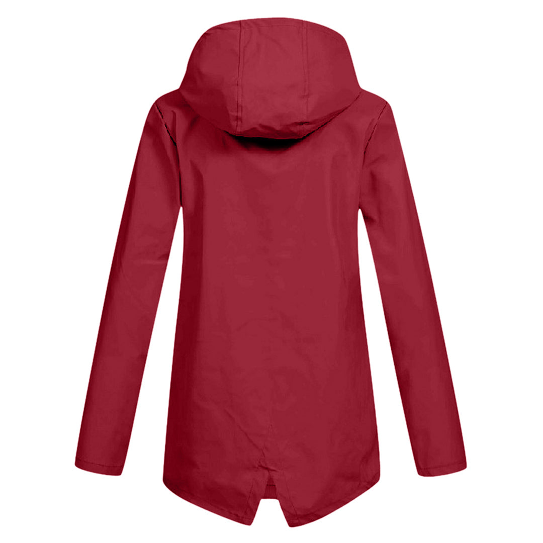 Waterproof Women's Mid-Length Jacket with Zipper