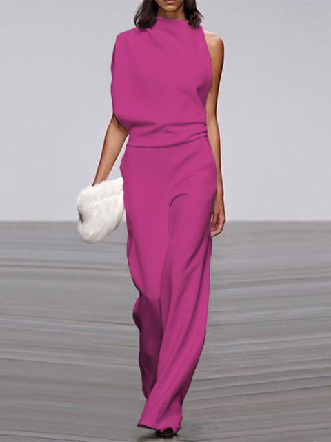 Sleeveless Jumpsuit with Open Back Effortless Elegance with a Contemporary Twist
