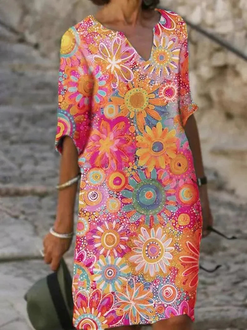 V-neck floral dress