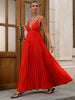 Pleated V-Neck Maxi Dress for Women