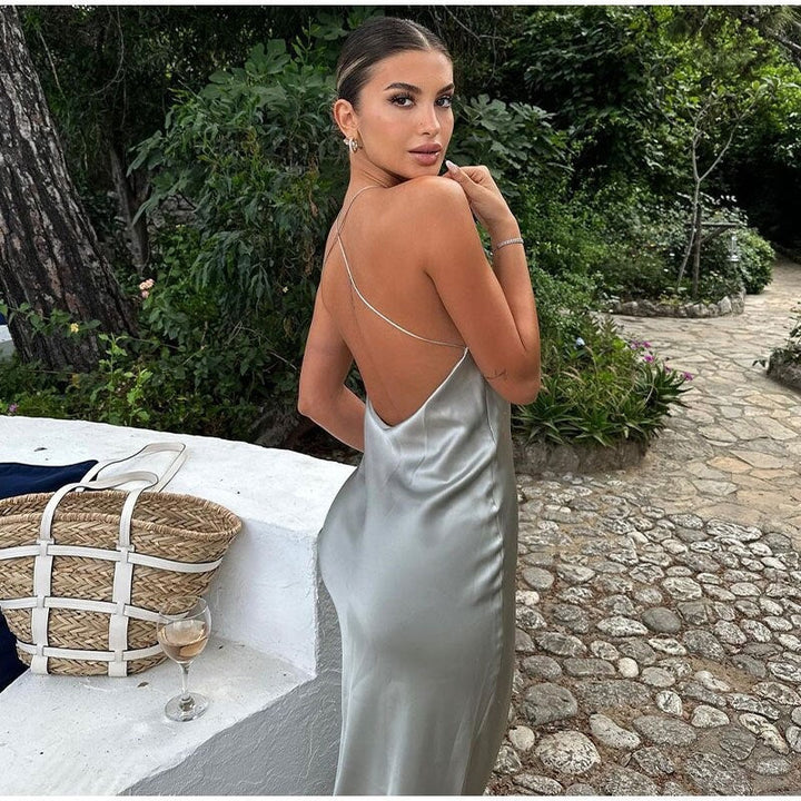 Sleeveless Maxi Dress with Satin Belt