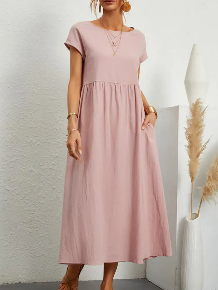 Vintage Cotton O-Neck Dress