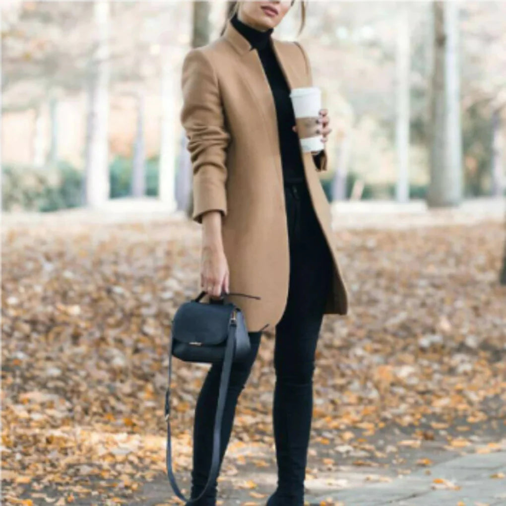 Women’s Stand-Collar Winter Coat  – Elegant Over-Layer with Classic Warmth