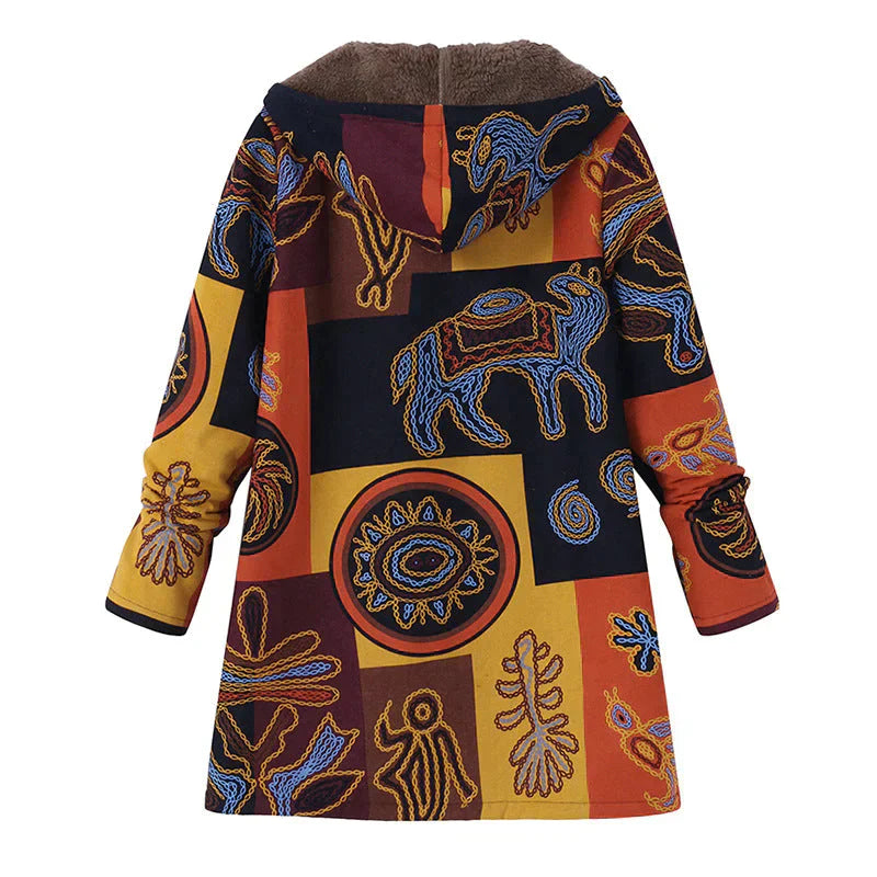 Long Women's Spring Jacket with Hood and Front Pockets