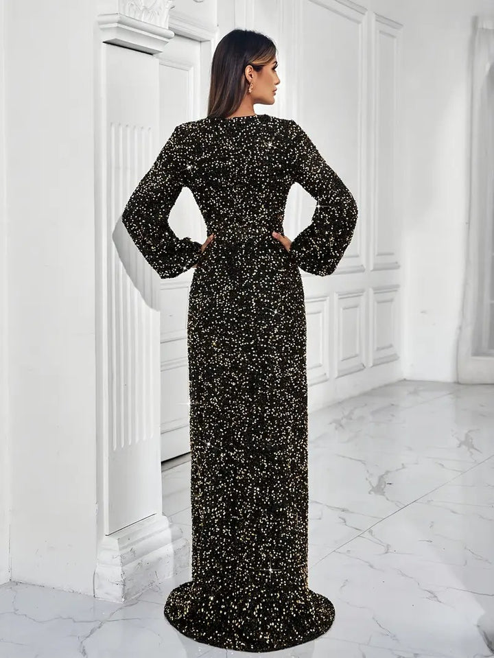 Long Sequin Figure-Hugging Dress for Women
